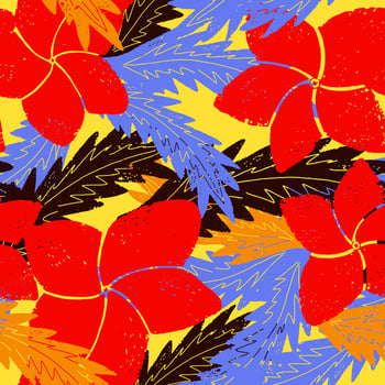 a colorful pattern with red and blue flowers vector