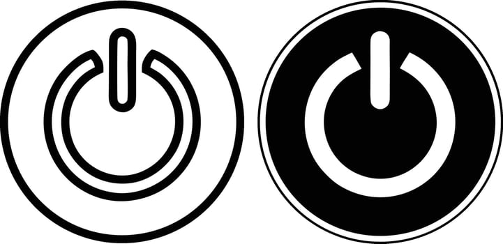 Two power symbols one outlined and one solid black inside a circle. vector