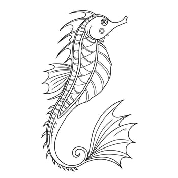 Seahorse Line Art Illustration vector