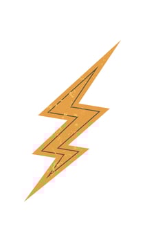 Bold lightning symbol. Abstract shape in grunge texture. Contemporary element of brutalism, y2k style, and graphic design. Ideal for modern art projects, stickers, and creative designs. vector
