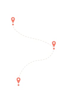 Flat image of mobile GPS navigation. Simple design of map application using a smartphone. Digital device showing location markers with paths. Context technology usage, visual style for applications, vector