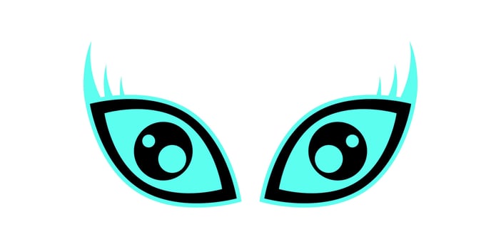 Y2K abstract eyes Shape. Modern symbol of fun character. Retro design element, flat aesthetic, trendy usage in streetwear and decoration. vector