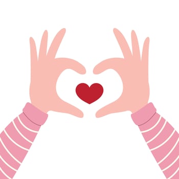 Heart Hands Gesture with Red Heart vector