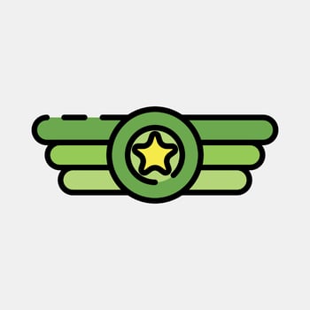 Icon badge. Military and war elements. Icon in filled line style. vector