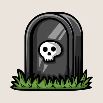 single tombstone with skull colorful logo isolated drawing line style sketch classic vintage design illustration vector