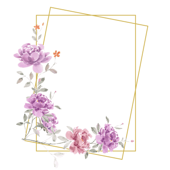 Purple Vintage Rose Watercolor Flower Frame png