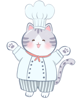 cat is standing in a chef's uniform, cartoon cat illustration, flat decorative cat drawing clipart png