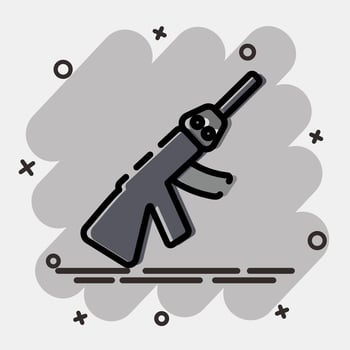 Icon gun. Military and war elements. Icon in comic style. vector