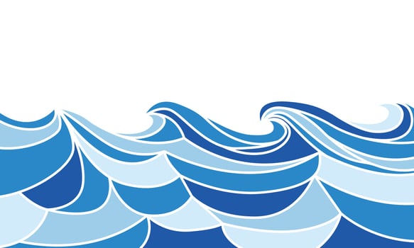 Blue stylized ocean waves illustration vector