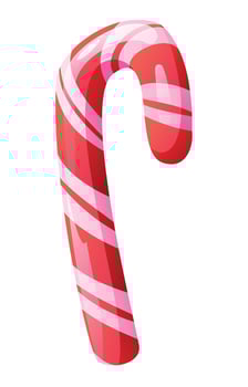 Candy cane with red and white stripes vector