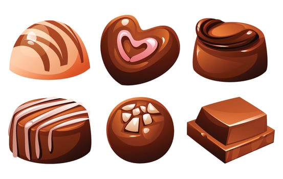 Assorted chocolate candies and bonbons vector