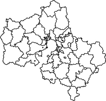 Map of Moscow Oblast Russia with Districts and Borders vector