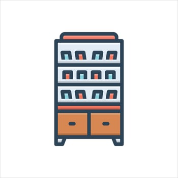 Color icon bookshelf vector