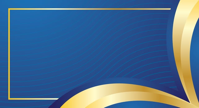 Golden lines curved wavy luxury style on modern blue certificate background vector