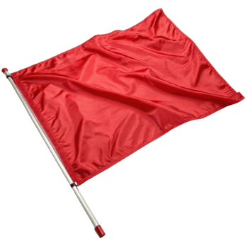 Vibrant red flag waves gracefully, symbolizing alertness and caution in various contexts. Its smooth fabric catches light beautifully png