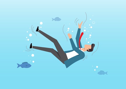 businessman fell into the sea and drowned vector
