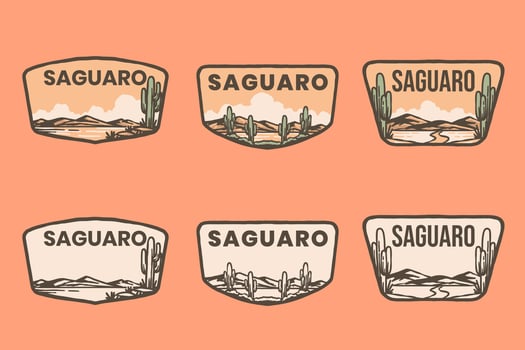 Saguaro Desert Badge Set - Vintage National Park Patch Illustration vector
