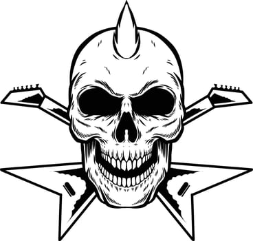 Skull with guitar and crossbones vector