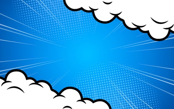 Blank comic cartoon pop art background with cloud and stars illustration, comic art with background design. vector