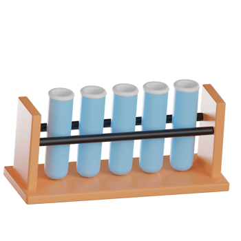 Education 3D icon illustration, Laboratory test tubes arranged on a holder. png