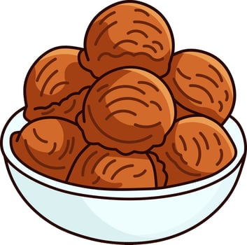 Chocolate Ice Cream Scoops in Bowl vector
