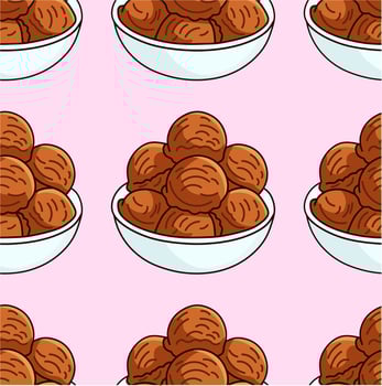 Pattern Seamless Chocolate Ice Cream Scoops in Bowl vector