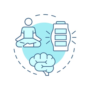 Minimize burnout soft blue concept icon. Accurately aligning workforce. Benefit of capacity management. Round shape line illustration. Abstract idea. Graphic design. Easy to use in presentation vector