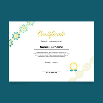 Certificate Template Design with Oriental Geometric Luxury Ornament Border on Diagonal Orientation vector