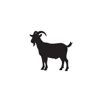 Black goat silhouette standing profile view isolated on white background vector