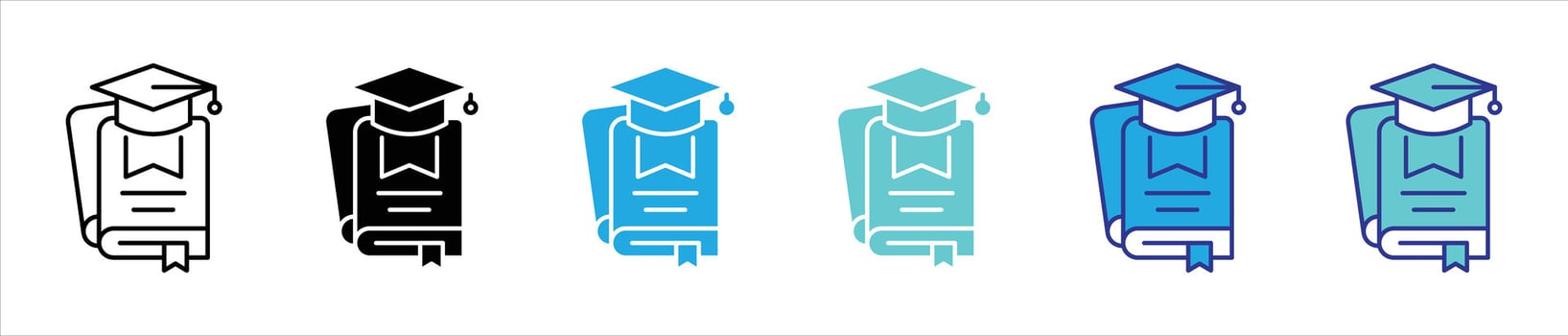 the scholar badge icon set. contain knowledge, growth, graduation in a digitally enlightened era thin line and color style icon symbol sign for your app web vector
