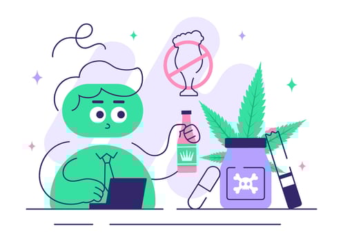 Addiction Treatment Illustration with Narcologist and Healthcare Concept in a Cute Flat Background vector