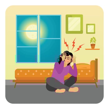 woman feeling anxious at home vector
