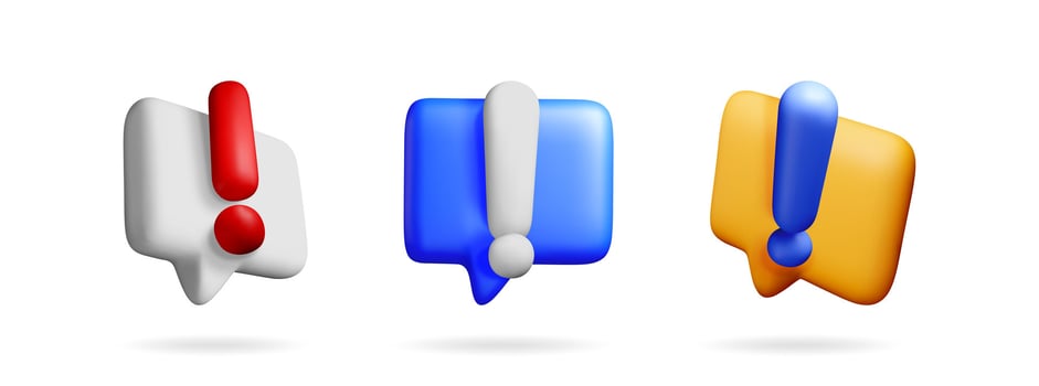Set of 3d chat bubble with exclamation mark vector