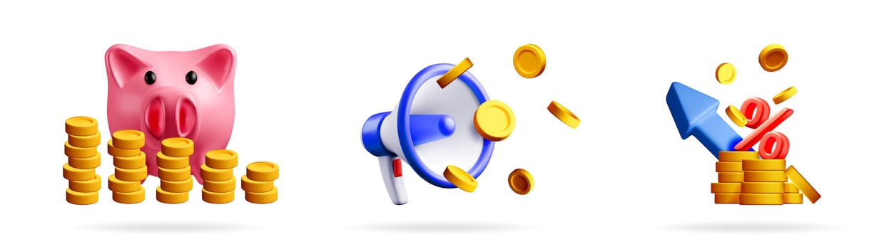 Piggy bank and investment symbols vector