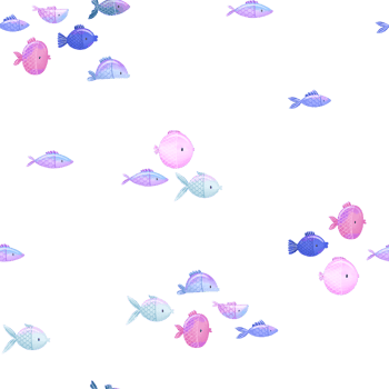 Underwater sea fish, blue algae hand drawn marine seamless pattern. Oceania fauna. Cartoon print, background. Simple design png