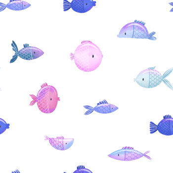 Sea and ocean funny fish hand drawn seamless pattern. Oceania fauna. Cartoon print, background. Simple design png