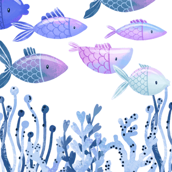 Design with oceania algae, seaweed and fishes.. Marine poster Sea bottom fauna and flora. Under the sea card png