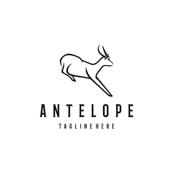 Jumping Antelope Logo Design Silhoutte vector