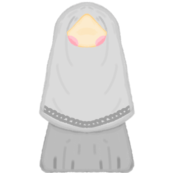 Little Muslim Girl in Grey Mukena Islamic Prayer Outfit Illustration png