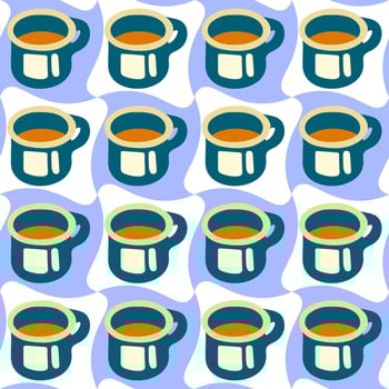 Seamless Camping Mug Tea Pattern. vector