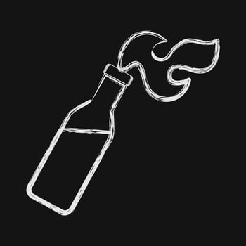Icon molotov cocktails. Military and war elements. Icon in chalk style. vector