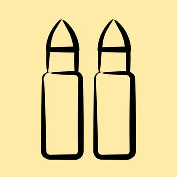 Icon bullet. Military and war elements. Icon in hand drawn style. vector