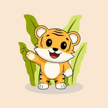 A cartoon tiger standing in the jungle vector