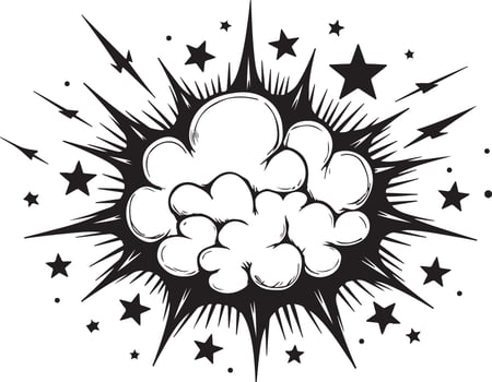 Comic book style explosion with stars illustration vector