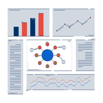 Analytical dashboard with charts and diagrams 2D doodle objects set. Bar graph, data summary cartoon elements flat cliparts isolated on white background. Hand drawn illustrations collection vector