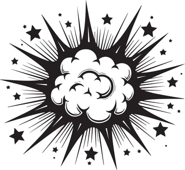 A black and white explosion with stars vector