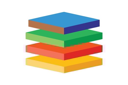 Vibrant Stacked Cubes A Colorful 3D Isometric Illustration of Layered Blocks on White Background - Professional digital artwork with vibrant colors and detailed composition vector