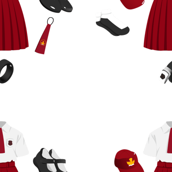 Seamless Pattern of Indonesian Elementary School Uniform. Red and White Outfit with Cap and Tie png