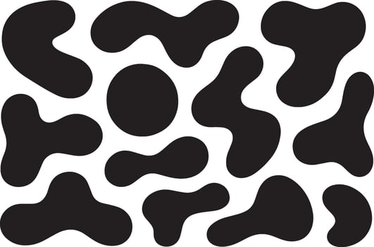 Organic black blobs on white abstract fluid vector