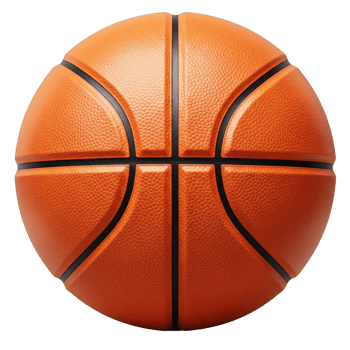 Textured orange basketball with black lines isolated on transparent background png